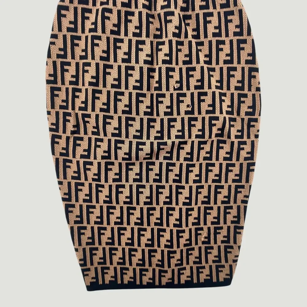 Fendi Zucca Knit Pencil Skirt Womens 10 Black Brown Polyester (Polymer) Viscose - Picture 6 of 7